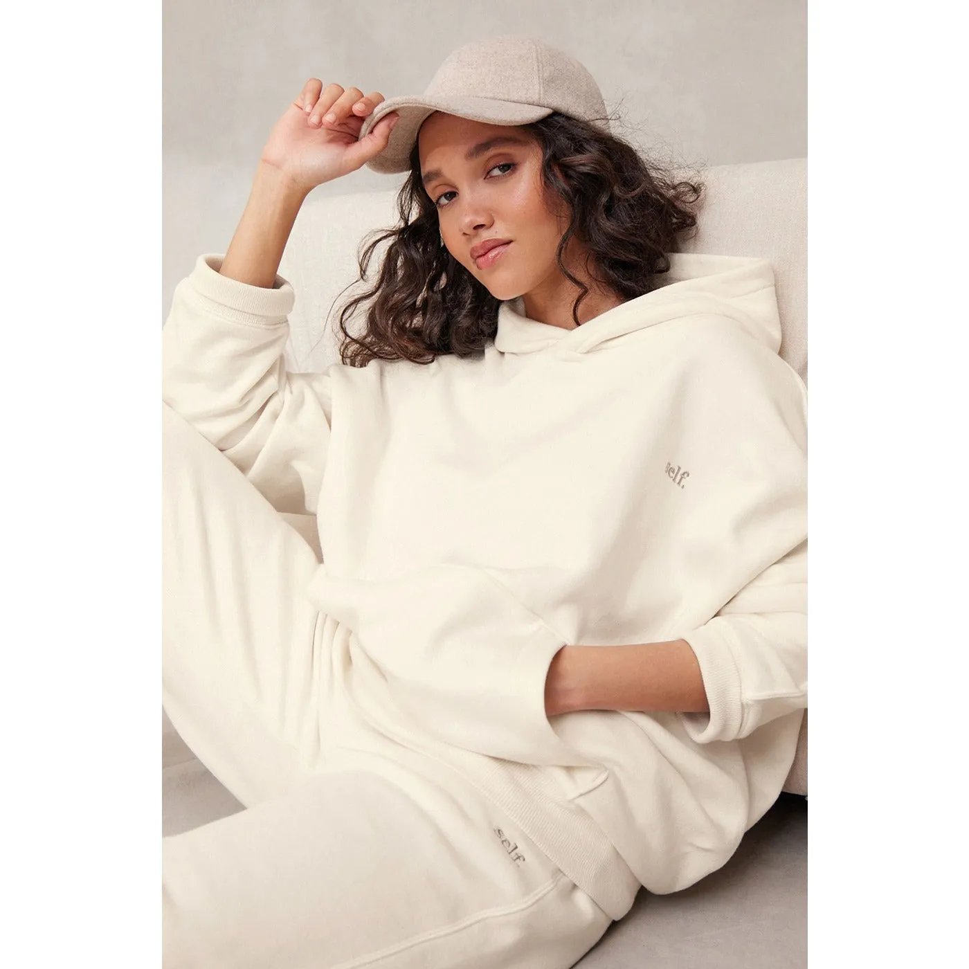 White Self Club Oversized Hoodie
