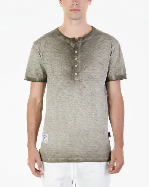 ZIMEGO Men's Vintage Color Dyed Short Sleeve Crew Neck Chest Pocket Henley Shirt